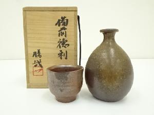 信楽焼　松本勝哉造　徳利・猪口（共箱）